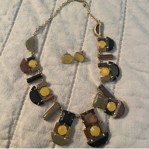 Kate Spade geometric shape necklace and stud earrings set multicolored.